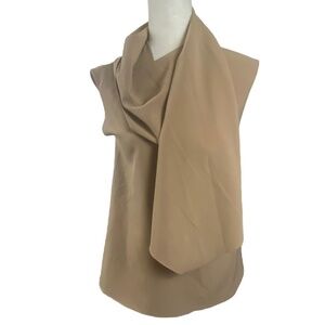 LANE JT Sleeveless top blouse w Shawl size M Medium Tan beige